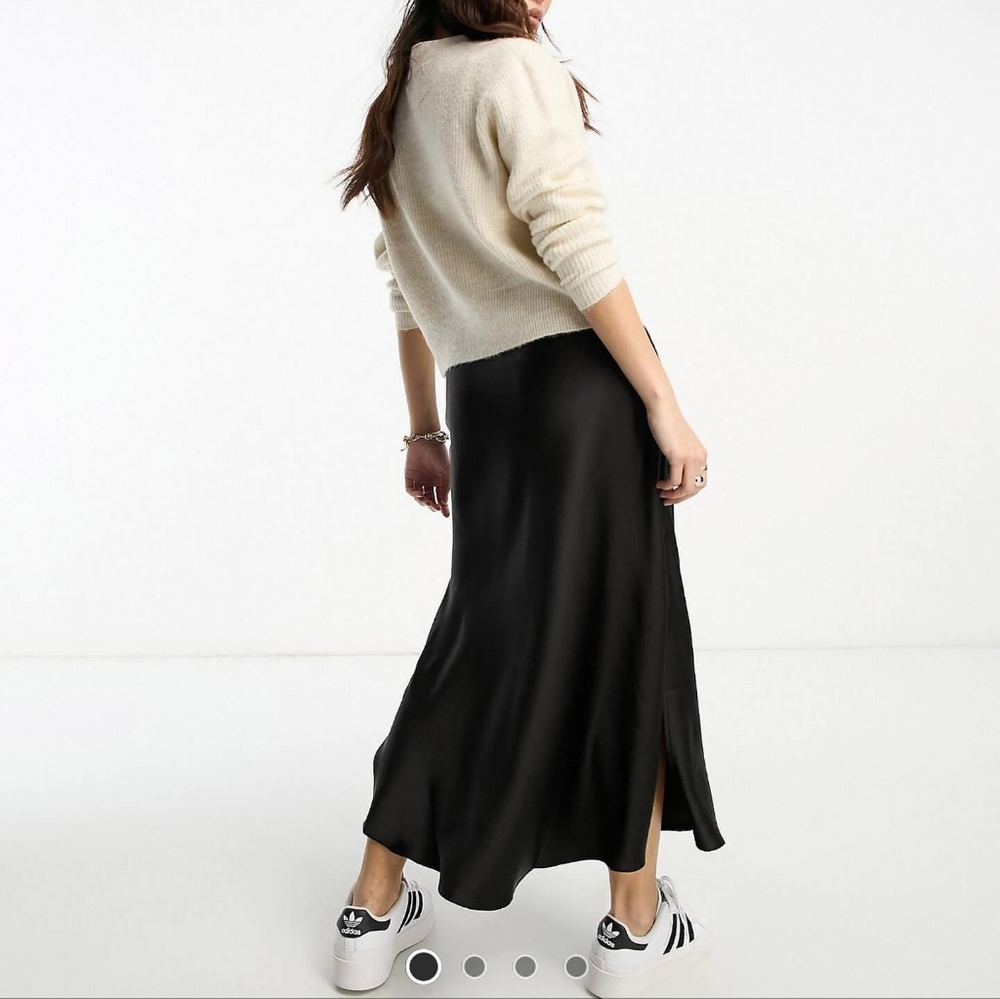 NWT River Island petite bias cut midi skirt black 8